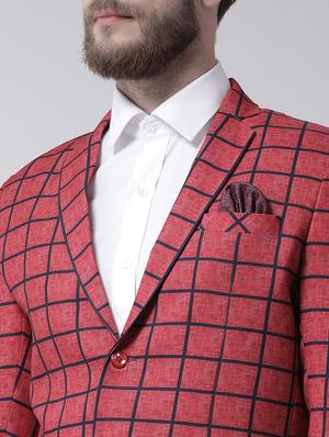 red checkered casual blazer - 17351525 - Standard Image - 5