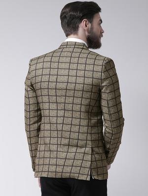 olive green checkered casual blazer - 17351536 - Standard Image - 3