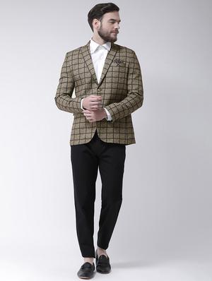 olive green checkered casual blazer - 17351536 - Standard Image - 4