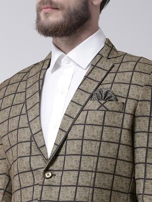 olive green checkered casual blazer - 17351536 - Standard Image - 5