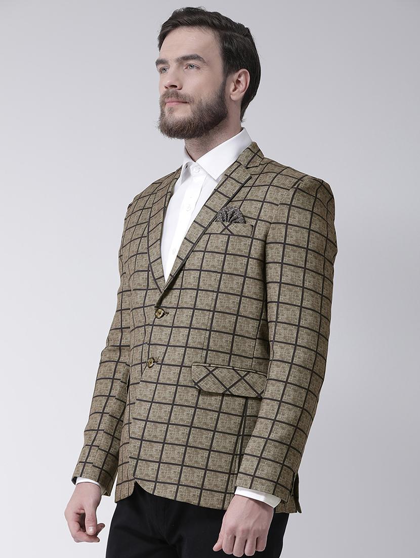 olive green checkered casual blazer - 17351536 - Zoom Image - 2