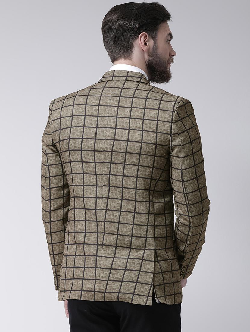 olive green checkered casual blazer - 17351536 - Zoom Image - 3