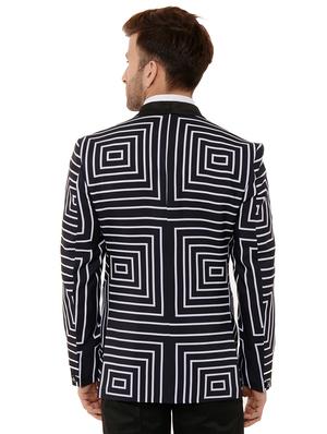 black printed tuxedo casual blazer - 17351537 - Standard Image - 3
