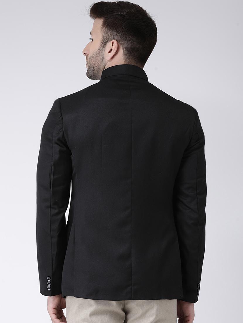 black solid bandhgala blazer - 17351538 - Zoom Image - 3