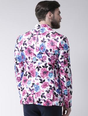 white floral print bandhgala casual blazer - 17351542 - Standard Image - 3