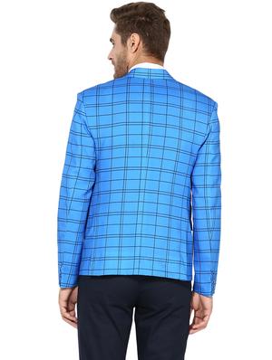 blue checkered casual blazer - 17351546 - Standard Image - 3