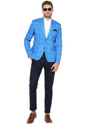 blue checkered casual blazer - 17351546 - Standard Image - 4