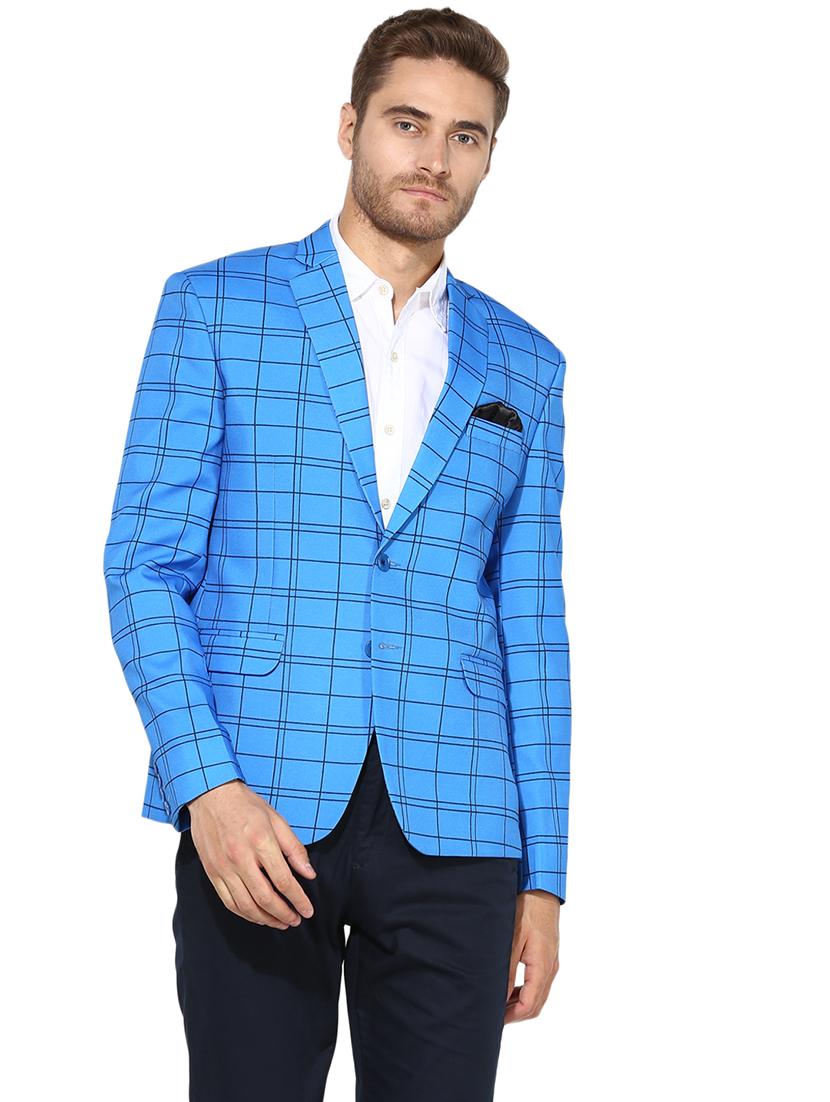 blue checkered casual blazer - 17351546 - Zoom Image - 1