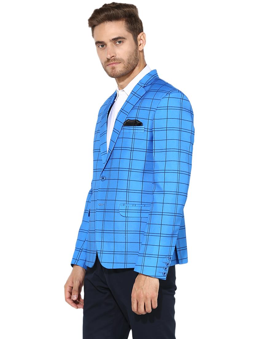 blue checkered casual blazer - 17351546 - Zoom Image - 2