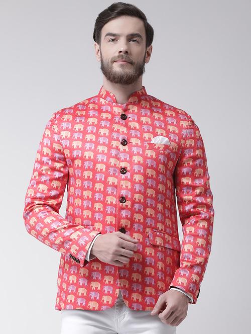 pink printed bandhgala blazer - 17351565 - Very Small Image - 1