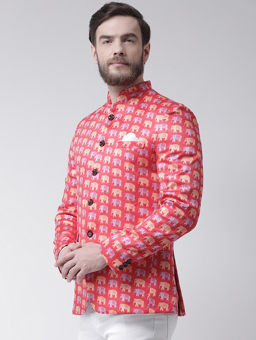 pink printed bandhgala blazer - 17351565 - Zoom Image - 2
