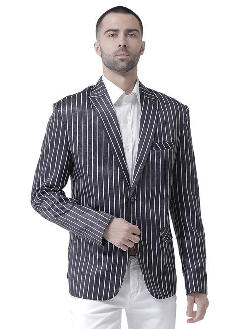 grey striped single breasted casual blazer - 17351581 - Very Small Image - 1