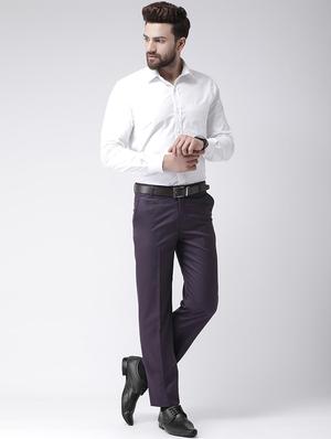purple solid flat front formal trouser - 17351590 - Standard Image - 4