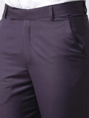 purple solid flat front formal trouser - 17351590 - Standard Image - 5