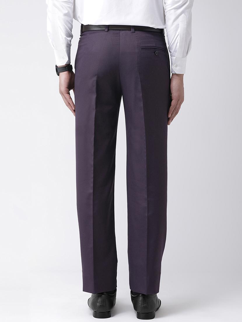 purple solid flat front formal trouser - 17351590 - Zoom Image - 3