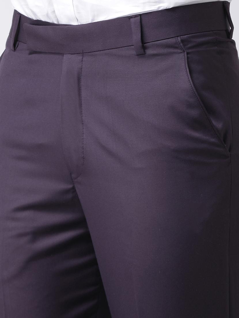 purple solid flat front formal trouser - 17351590 - Zoom Image - 5