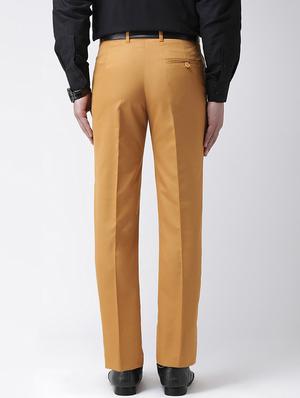 brown solid flat front formal trouser - 17351599 - Standard Image - 3