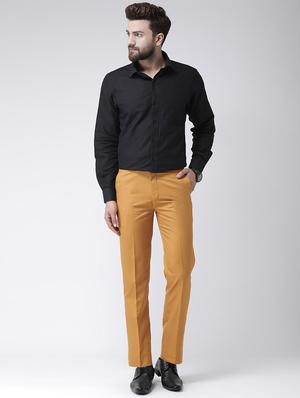 brown solid flat front formal trouser - 17351599 - Standard Image - 4