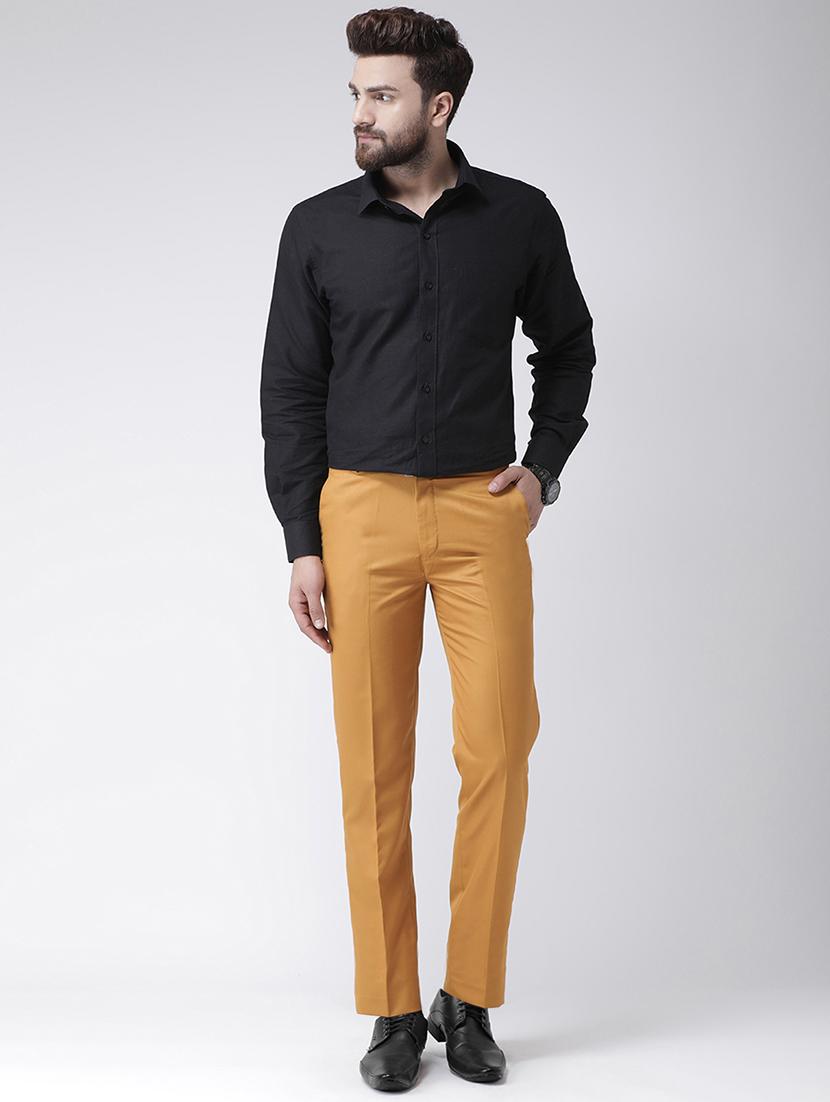 brown solid flat front formal trouser - 17351599 - Zoom Image - 4