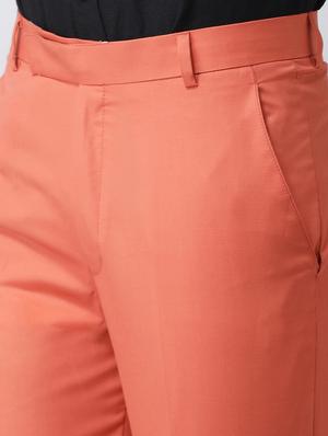 peach solid flat front formal trouser - 17351600 - Standard Image - 5