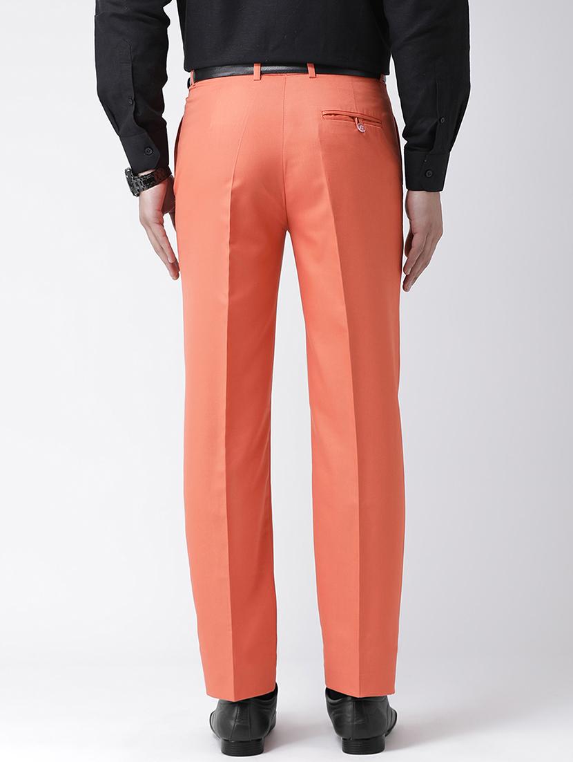 peach solid flat front formal trouser - 17351600 - Zoom Image - 3