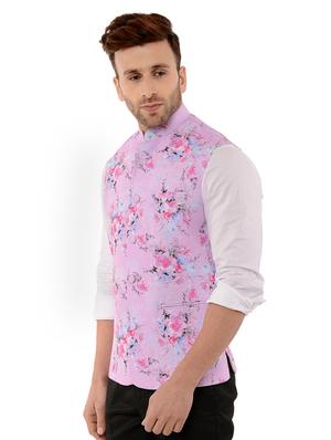 pink floral print nehru jacket - 17351697 - Standard Image - 2