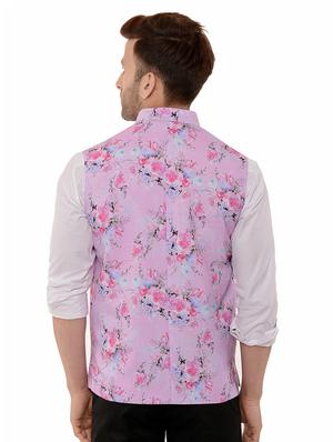 pink floral print nehru jacket - 17351697 - Standard Image - 3