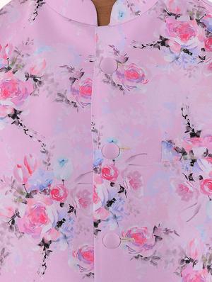 pink floral print nehru jacket - 17351697 - Standard Image - 5