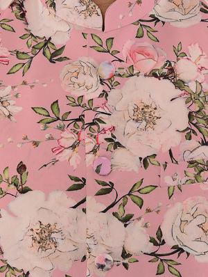 pink floral print nehru jacket - 17351699 - Standard Image - 5