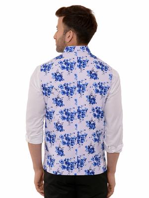 white floral print nehru jacket - 17351707 - Standard Image - 3