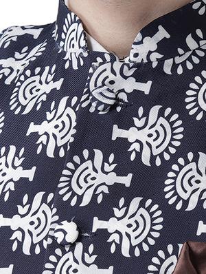 navy blue printed nehru jacket - 17351725 - Standard Image - 5