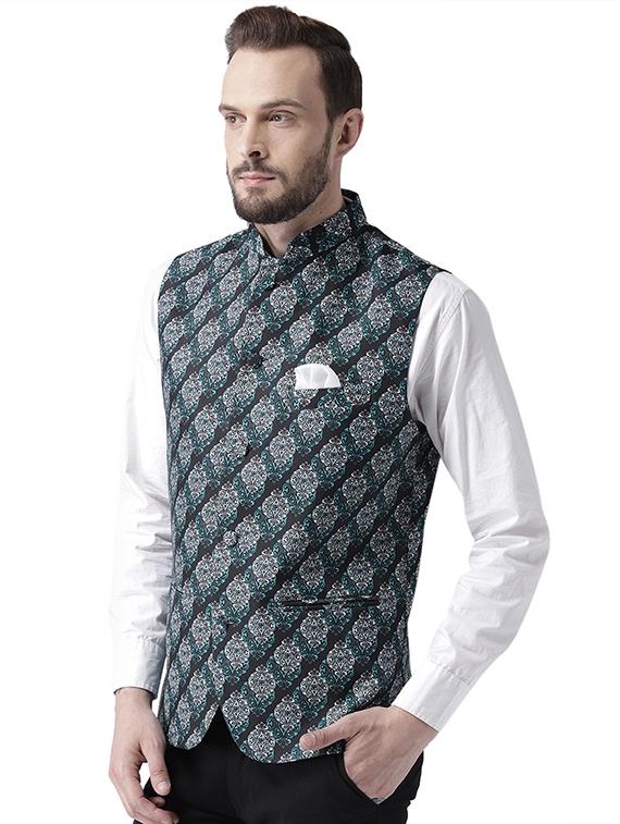 black printed nehru jacket - 17351733 - Zoom Image - 2