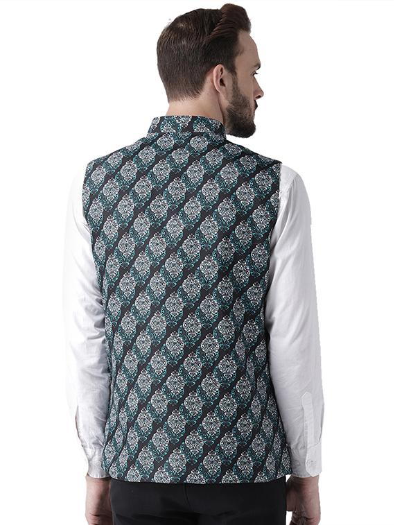 black printed nehru jacket - 17351733 - Zoom Image - 3