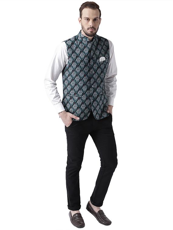 black printed nehru jacket - 17351733 - Zoom Image - 4