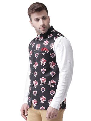 black printed nehru jacket - 17351747 - Standard Image - 2