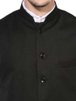 black solid nehru jacket - 17351755 - Standard Image - 5