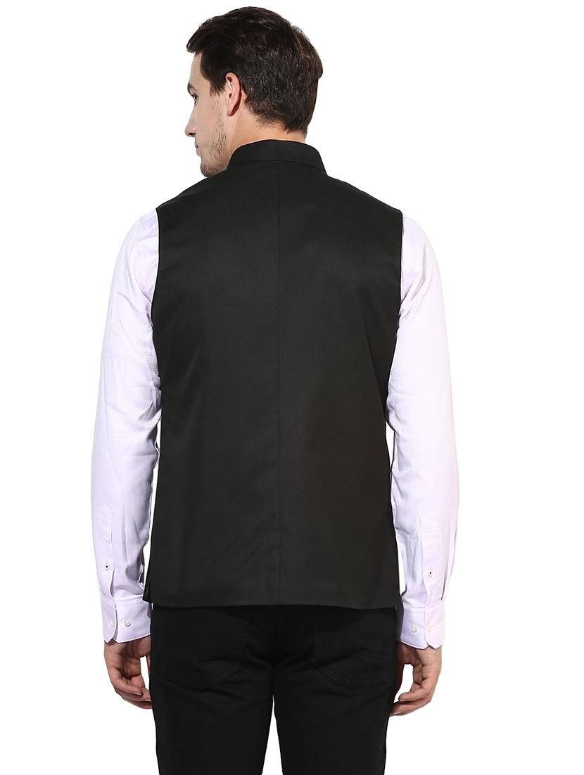 black solid nehru jacket - 17351755 - Zoom Image - 3