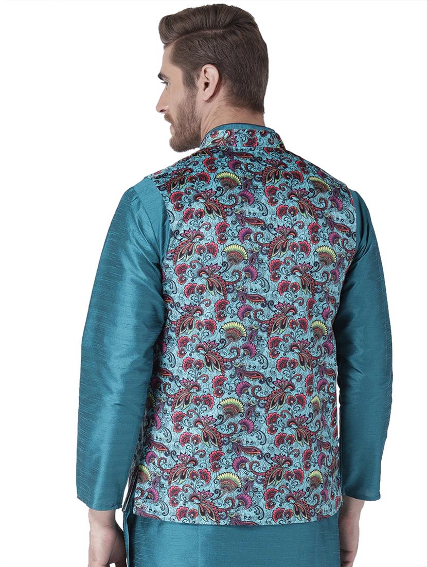 blue printed nehru jacket - 17351761 - Zoom Image - 3