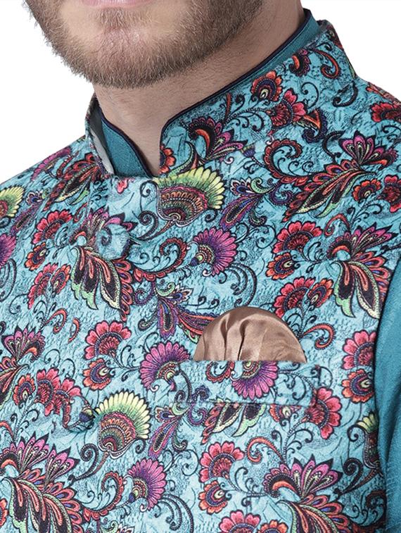 blue printed nehru jacket - 17351761 - Zoom Image - 5