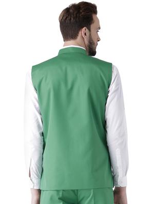 green solid nehru jacket - 17351799 - Standard Image - 3