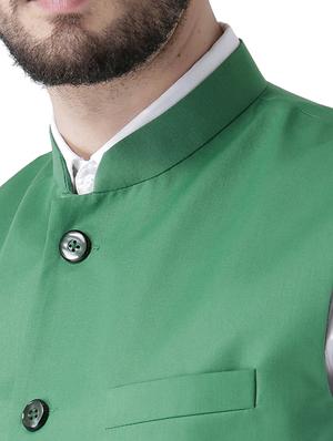 green solid nehru jacket - 17351799 - Standard Image - 5