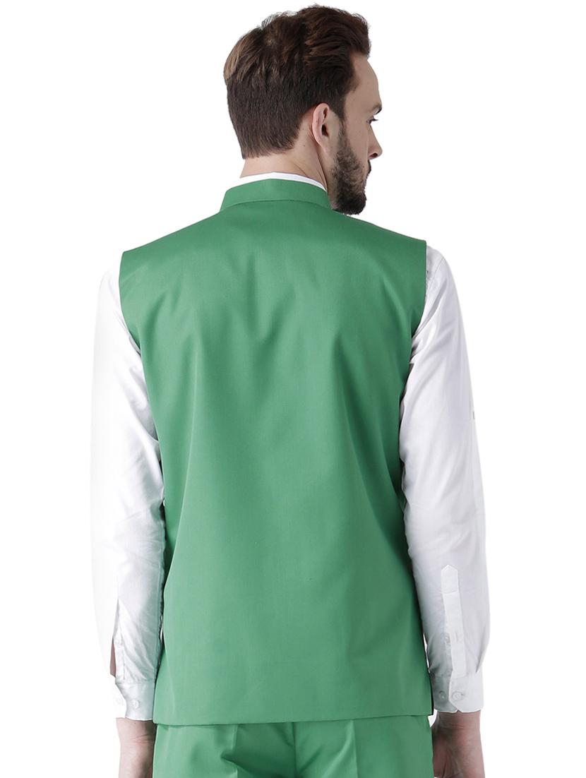 green solid nehru jacket - 17351799 - Zoom Image - 3