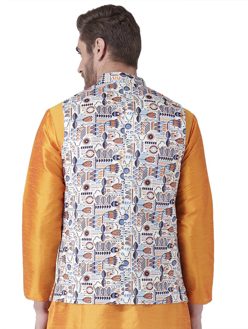 white printed nehru jacket - 17351814 - Zoom Image - 3