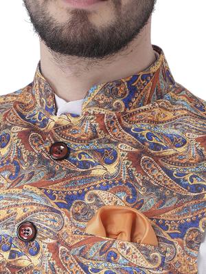 multi colored printed nehru jacket - 17351829 - Standard Image - 5