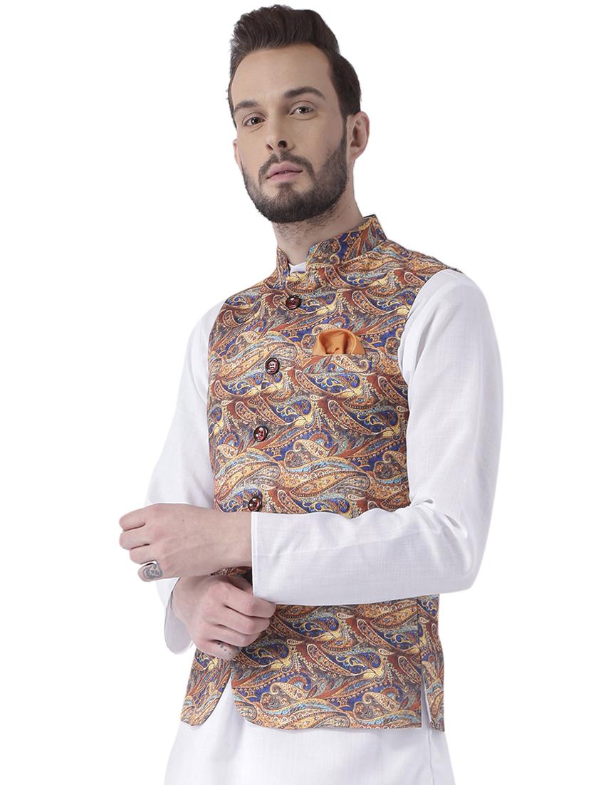 multi colored printed nehru jacket - 17351829 - Zoom Image - 2