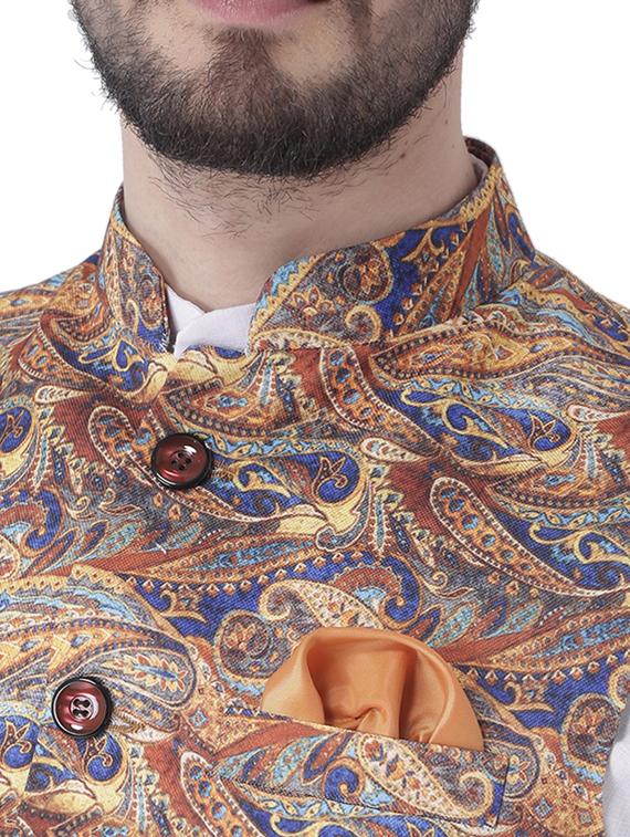 multi colored printed nehru jacket - 17351829 - Zoom Image - 5
