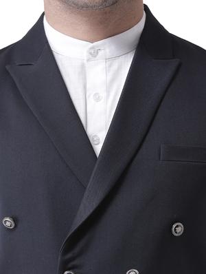 navy blue solid double breast waist coat - 17351844 - Standard Image - 5