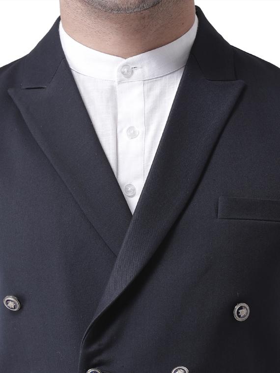 navy blue solid double breast waist coat - 17351844 - Zoom Image - 5