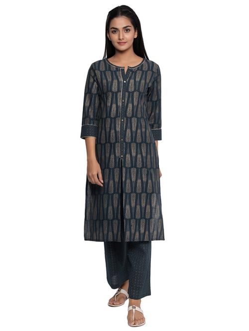 gold print kurta palazzo set - 17352044 - Very Small Image - 1