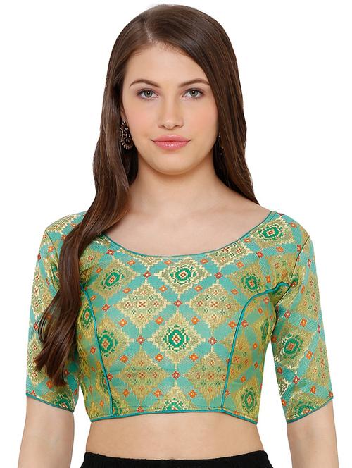 green cotton blend printed blouse - 17352629 - Very Small Image - 1